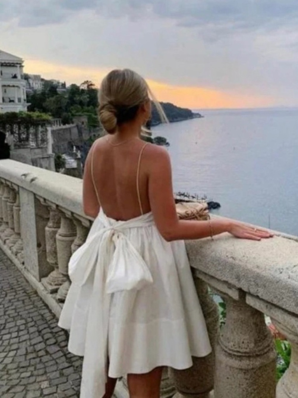 Aje cantina mini bow back dress ivory